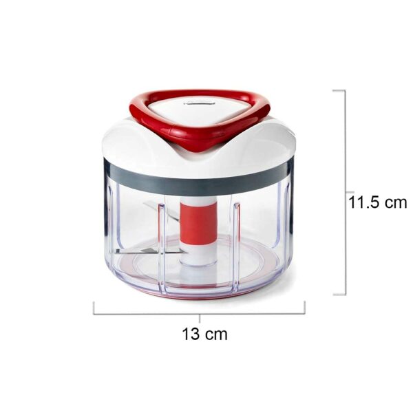 Zyliss E910015 Easy Pull Food Processor | 750ml Capacity | Plastic/Stainless Steel | White/Red | Manual Handheld Food Chopper/Slicer/Blender With Pull Cord | Dishwasher Safe | 5 Year Guarantee