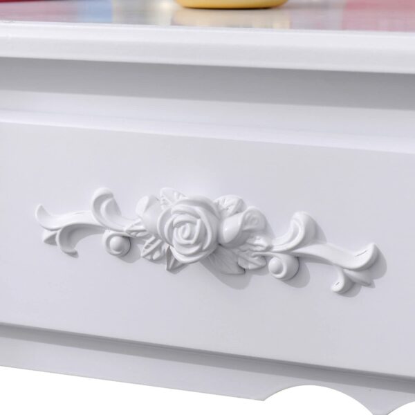 Blisswood Dressing table With Oval Mirror 4 Drawer Stool Set Makeup Vanity Table, Cosmetic Bedroom Dresser