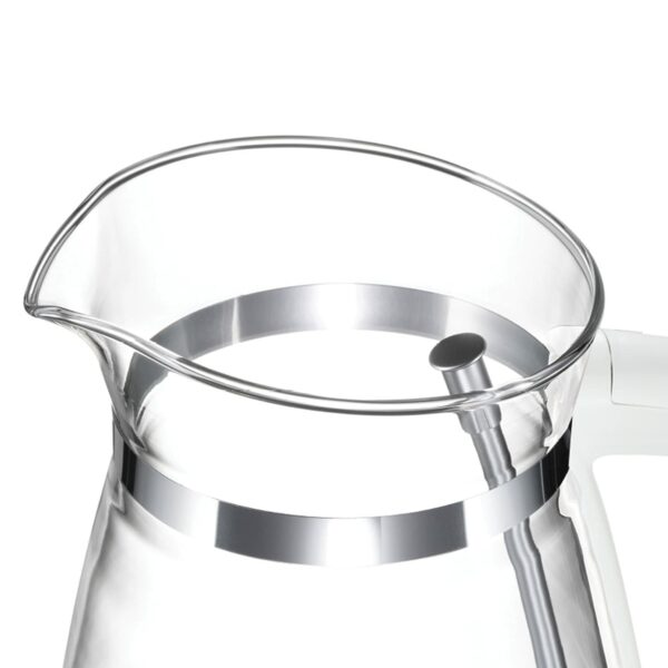 Russell Hobbs Carafe Style 1.7L Cordless Electric Glass Kettle with white handle, lid & base and blue internal illumination (Fast boil, 3KW, Anti-scale filter, Pull off lid, unique glass spout) 26081