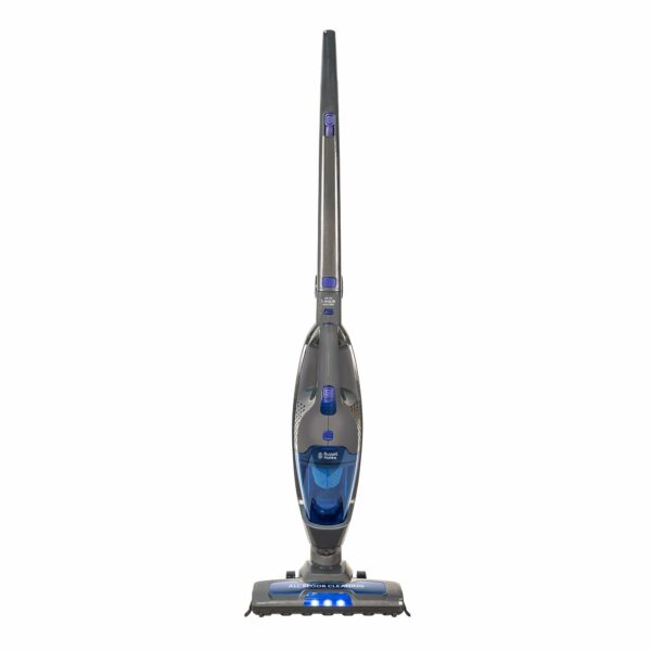 Russell Hobbs Cordless Upright Stick Vacuum Cleaner Bagless 2 in 1 Grey and Blue 600W 2 Speed Settings 60 min Run Time