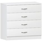 Vida Designs White Chest of Drawers, 4 Drawer Metal Handles Runners Anti-Bowing Support Furniture