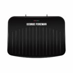 George Foreman Large Electric Fit Grill [Non stick, Healthy, Griddle, Toastie, Hot plate, Panini, BBQ, Energy saving, Vertical storage, Easy clean, Drip tray, Ready to cook light] Black, 2400W 25820