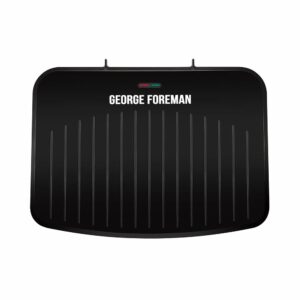 George Foreman Large Electric Fit Grill [Non stick, Healthy, Griddle, Toastie, Hot plate, Panini, BBQ, Energy saving, Vertical storage, Easy clean, Drip tray, Ready to cook light] Black, 2400W 25820
