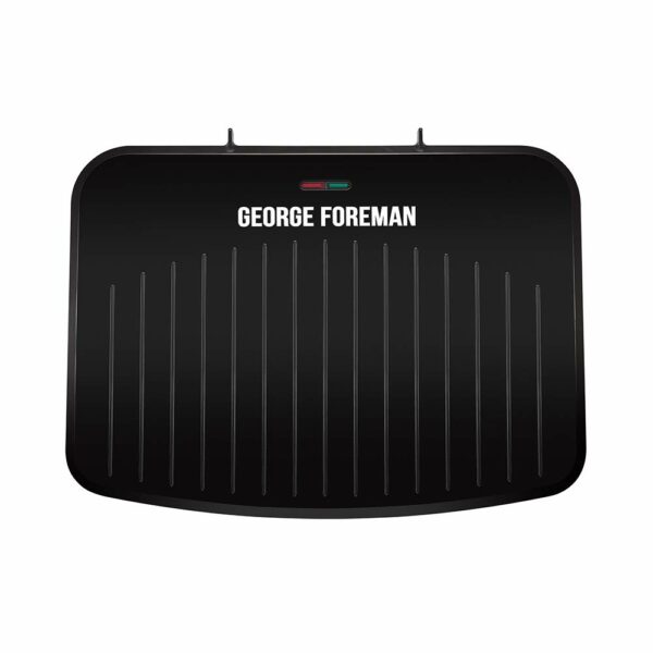 George Foreman Large Electric Fit Grill [Non stick, Healthy, Griddle, Toastie, Hot plate, Panini, BBQ, Energy saving, Vertical storage, Easy clean, Drip tray, Ready to cook light] Black, 2400W 25820