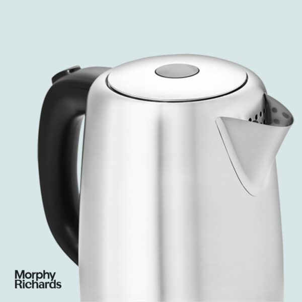 Morphy Richards Equip Jug Kettle, 1.7L, 3Kw Rapid boil, Removeable Limescale Filter, Easy View Water Gauge, Brushed Stainless Steel Case, 102786