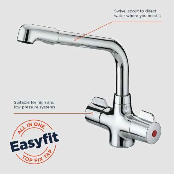 Bristan MH SNK EF C Manhattan Easyfit Kitchen Sink Mixer Tap with Swivel Spout, Chrome