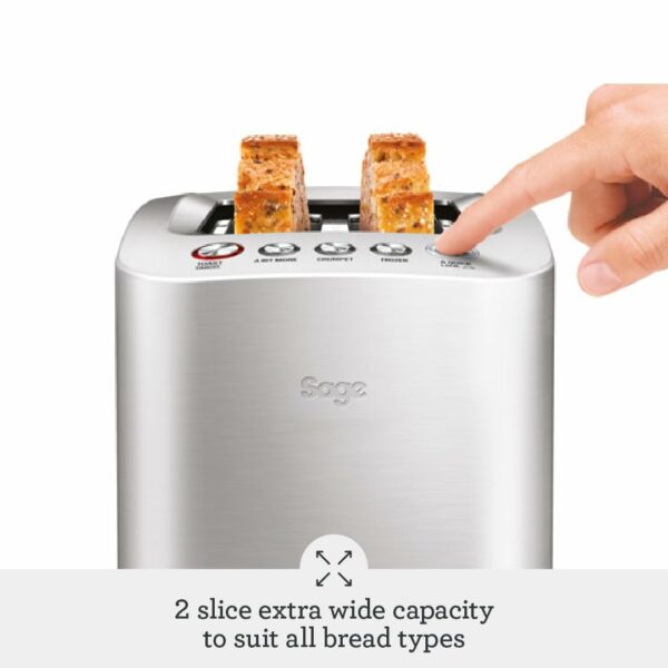 Sage - The Smart Toast 2-Slice Toaster - 2 Extra-Wide Slots - A Bit More, Lift & Look, Defrost & Bagel Settings - Brushed Aluminium