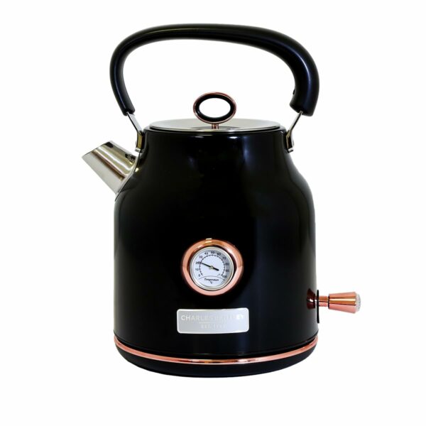 Charles Bentley 1.7L Kettle & 4 Slice Toaster Set Black & Rose Gold Fast Boil 360 Swivel Base 6 Setting Removable Water Filter
