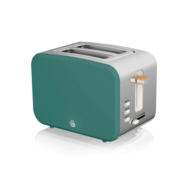 Swan Nordic Jug Kettle, 1.7 Litre, Pine Green, Rapid Boil, 3kw, SK14610GREN & Nordic 2 Slice Toaster, Green, 900W, Soft Touch and Matte Finish, 6 Browning Levels, ST14610GREN