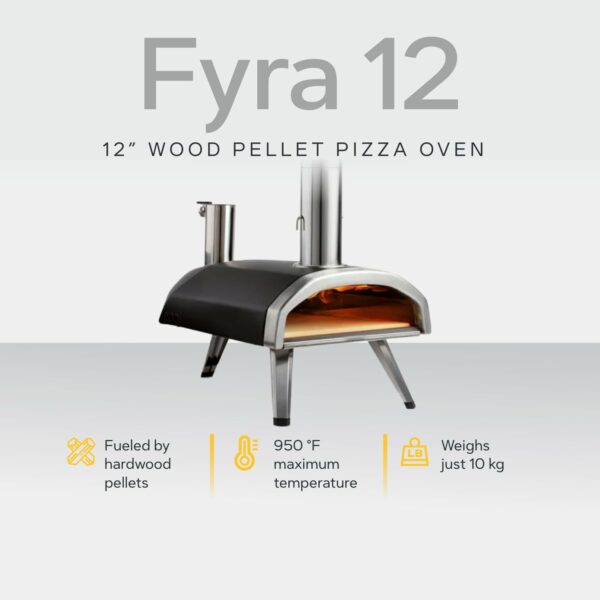 Ooni Fyra 12 Wood Fired Outdoor Pizza Oven – Portable Hard Wood Pellet Pizza Oven – Ideal for Any Outdoor Kitchen - Outdoor Cooking Pizza Maker - Backyard Pizza Ovens - Pizza Oven Countertop