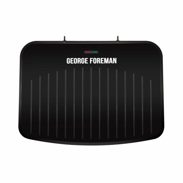 George Foreman Large Electric Fit Grill [Non stick, Healthy, Griddle, Toastie, Hot plate, Panini, BBQ, Energy saving, Vertical storage, Easy clean, Drip tray, Ready to cook light] Black, 2400W 25820