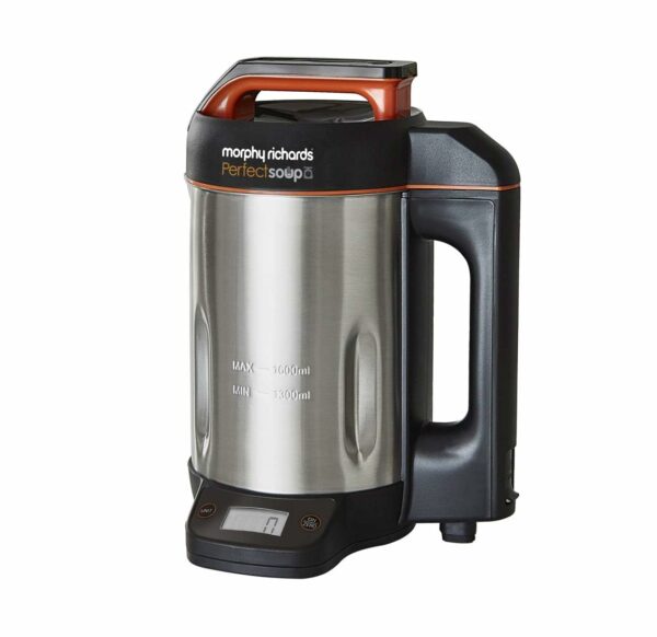 Morphy Richards Perfect Soup Maker with Integrated Scales, 1.6L, Easy Clean Setting, Keep Warm, Smooth, Chunky & Smoothie/Blend, LED Display, Overfill Sensor, 1000W, Stainless Steel, 501025.