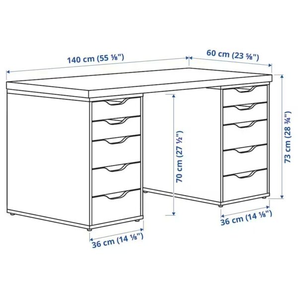 Lagkapten/Alex Desk, white, 140x60 cm