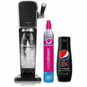 SodaStream Art Sparkling Water Maker Machine- Black + Set of 6 x Pepsi Max concentrates, Sugar-Free