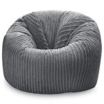 Beautiful Beanbags - Jumbo Cord Beanbag Chair, Plush Jumbo Cord Lounger, Great as Recliner (Grey)