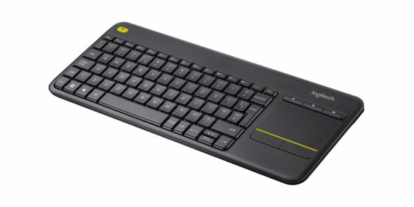 Logitech K400 Plus Wireless Touch TV Keyboard With Easy Media Control and Built-in Touchpad, HTPC Keyboard for PC-connected TV, Windows, Android, Chrome OS, Laptop, QWERTY UK English Layout - Black