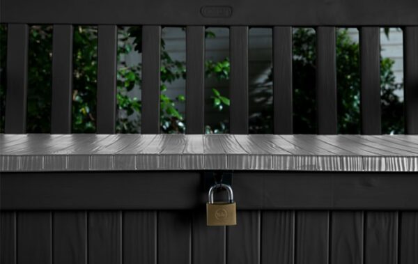 Keter Eden Bench 265L Outdoor 60% recycled Garden Furniture Storage Box Graphite Light Grey
