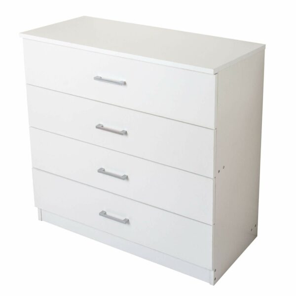 Home Treats White Chest of Drawers Bedroom Furniture 4 Drawer Chest of Drawers Anti Bowing Drawer Support