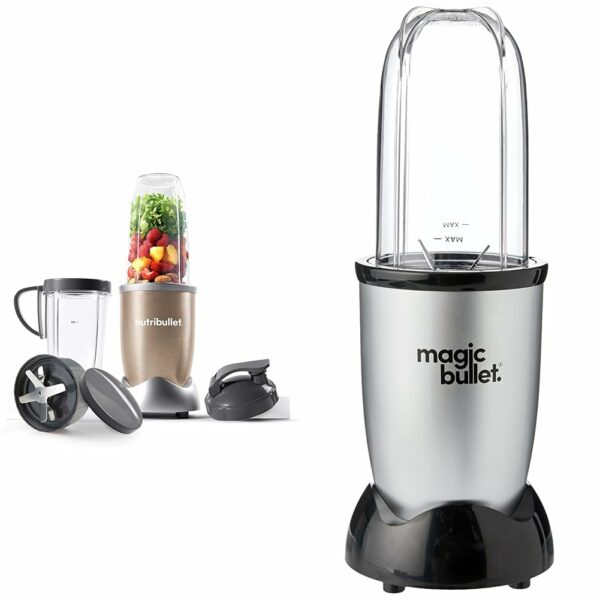 NutriBullet NBLP9 900W Blender Champagne Multi-Function Cold Beverage Smoothie Maker- 2 Cup Sizes and Stay Fresh Lid & Magic Bullet 4pc Starter Kit