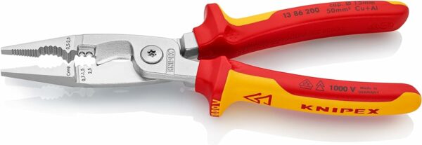 Knipex Pliers for Electrical Installation, VDE, for Cutting Cable, Wire Stripping, Crimping Wire Ferrules, Gripping, Bending, Multi Tool, 13 86 200