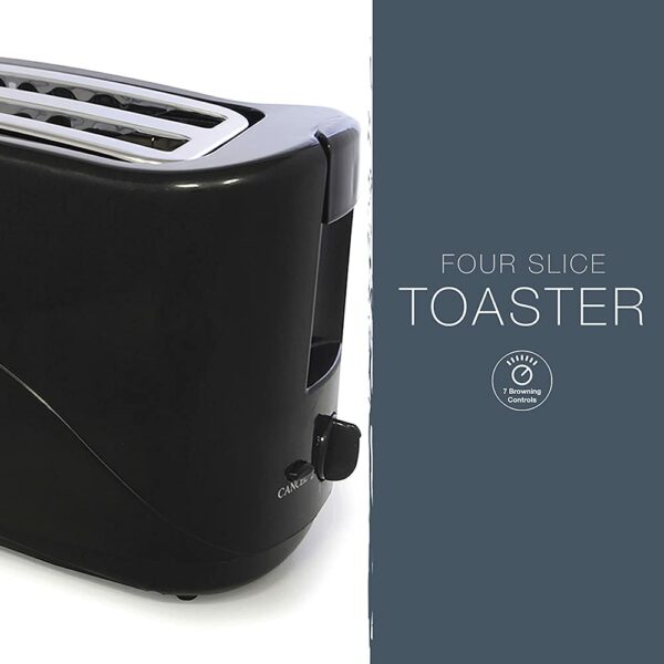 KitchenPerfected 4 Slice Long Slot Toaster - Black - E2112BK