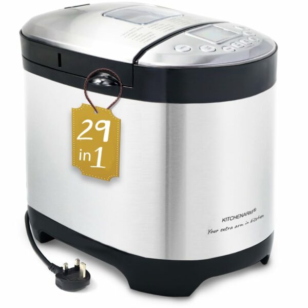 KITCHENARM 29-in-1 SMART Bread Machine with Gluten Free Setting 2LB 1.5LB 1LB Bread Maker Machine with Homemade Cycle - Stainless Steel Breadmaker with Recipes Whole Wheat Bread Making Machine