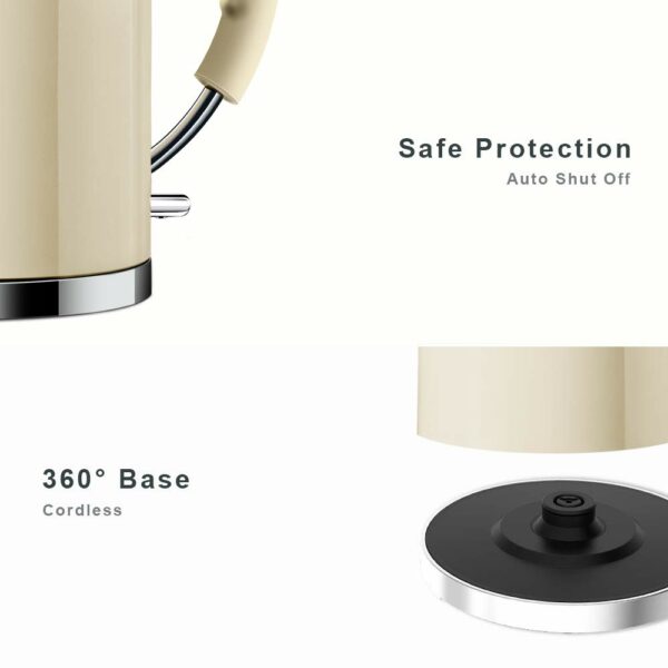 ASCOT Kettle Electric, Cordless-Fast-Boil, Stainless Steel Filter Kettles Tea Heater & Hot Water Boiler, 1.5L, 2200W, Automatic Shutoff, Boil-Dry Protection Kettle (Beige)