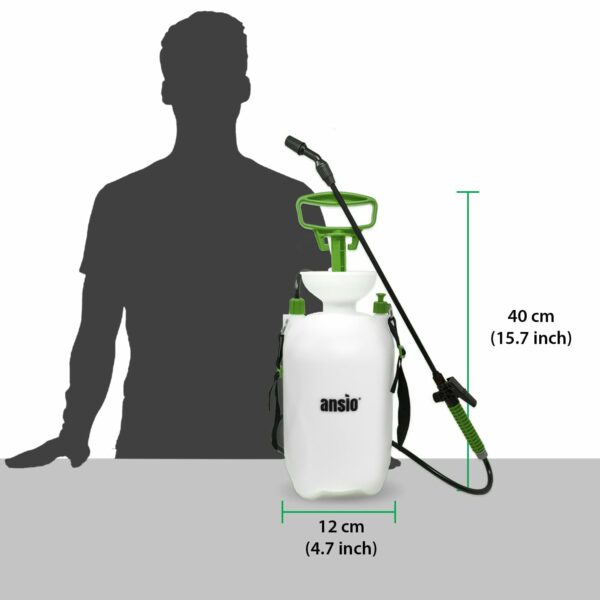 ANSIO® Garden Sprayer 5 litre Pressure Sprayer Pump Action, Weed Killer,Water Pump Sprayer, Ideal with Pesticides, Insecticides, Fungicides.