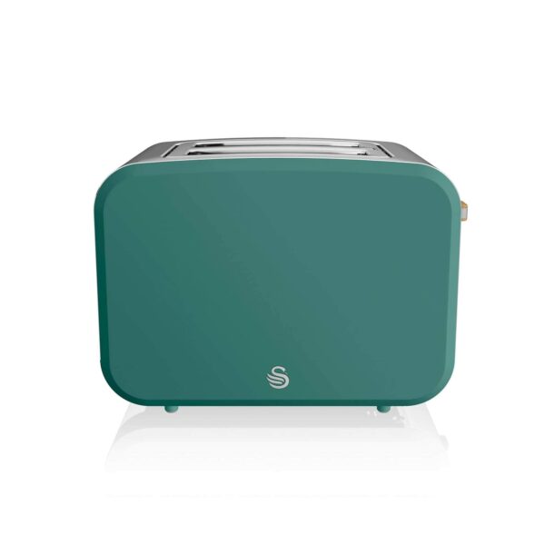 Swan Nordic Jug Kettle, 1.7 Litre, Pine Green, Rapid Boil, 3kw, SK14610GREN & Nordic 2 Slice Toaster, Green, 900W, Soft Touch and Matte Finish, 6 Browning Levels, ST14610GREN