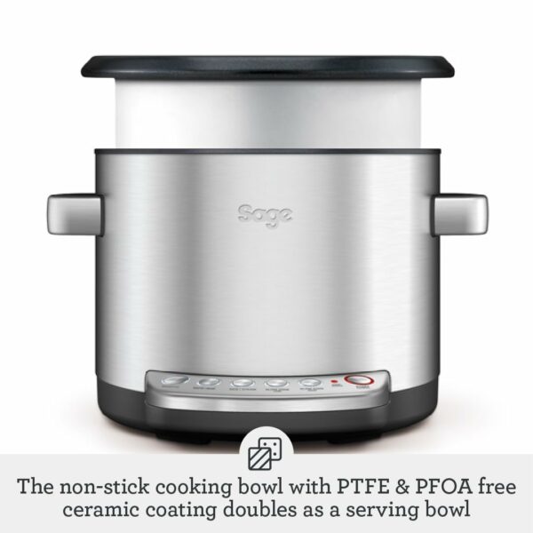 Sage - The Risotto Plus - Multi Cooker with Stir Free Risotto - Sauté, Rice, Steam, Sear, Slow Cook Low/High & Auto Keep Warm Functionality - Brushed Stainless Steel