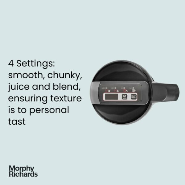 Morphy Richards Sauté & Soup Maker, 1.6L, 4 Settings, Smooth, Chunky, Juice, Blend Pause Function, Family Size, Non-Stick Coated Jug, Detachable Power Cord, Stainless Steel, 501014