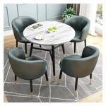 Table and Chairs Dining Set Farmhouse Style Dining Table and Chair Combination Leisure Reception Tables and Chairs Simple Leather 1 Table 4 Chairs