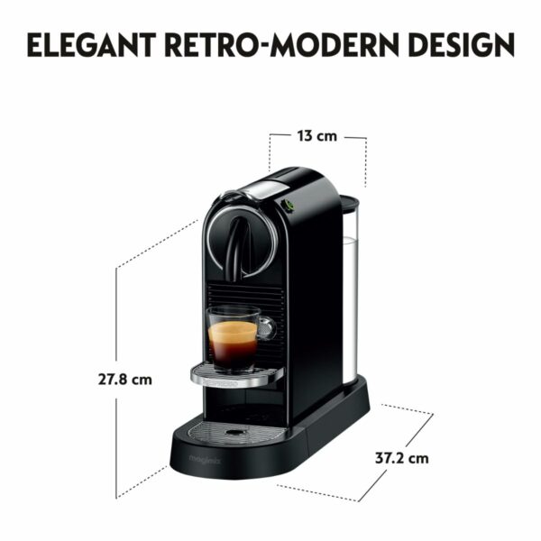 Nespresso De'Longhi CitiZ EN167.B, Capsule, Single-Serve Pod Coffee Machine, Compact Design, 19 Bar Pressure, 2 Cup Sizes, Welcome Set Included, Black, Plastic, 1260 W