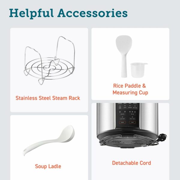 COSORI Pressure Cooker Electric 5.7L, Stainless Steel, 14 Functions(Slow&Rice Cooker, Sous Vide, Cake Maker, etc.), 70% Faster, Non-Stick, 65+ Recipes(Cookbook&Online)