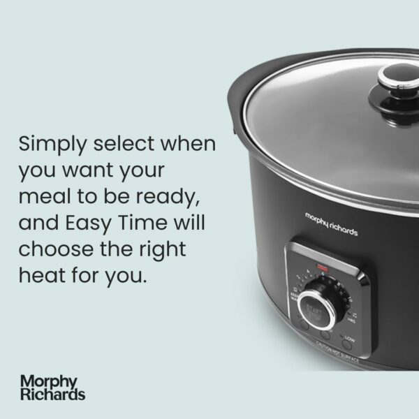 Morphy Richards 6.5L Easy Time Slow Cooker, Automatic Heat Settings, Keep Warm Mode, Hob Proof, Countdown Indicator, Dishwasher Safe Pot, Matte Black, 461021