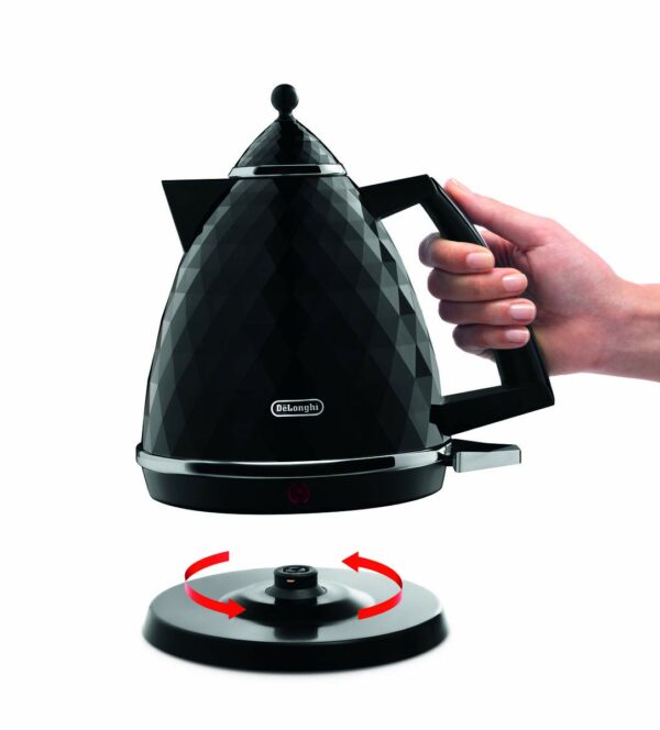 De'Longhi Brilliante Kettle, anti-scale filter, 1.7 Liters, 360° swivel base, KBJ3001BK, Black