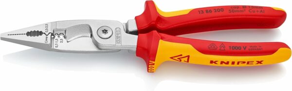 Knipex Pliers for Electrical Installation, VDE, for Cutting Cable, Wire Stripping, Crimping Wire Ferrules, Gripping, Bending, Multi Tool, 13 86 200