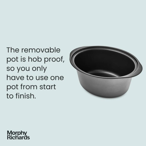Morphy Richards 6.5L Easy Time Slow Cooker, Automatic Heat Settings, Keep Warm Mode, Hob Proof, Countdown Indicator, Dishwasher Safe Pot, Matte Black, 461021