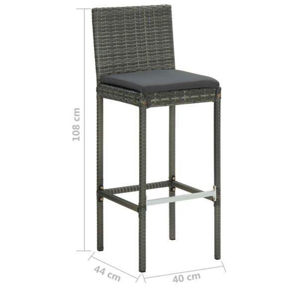vidaXL Garden Bar Set 5 Piece with Cushions Outdoor Patio Terrace Furniture Dining Table and Chair Seat Bistro Set Poly Rattan Grey