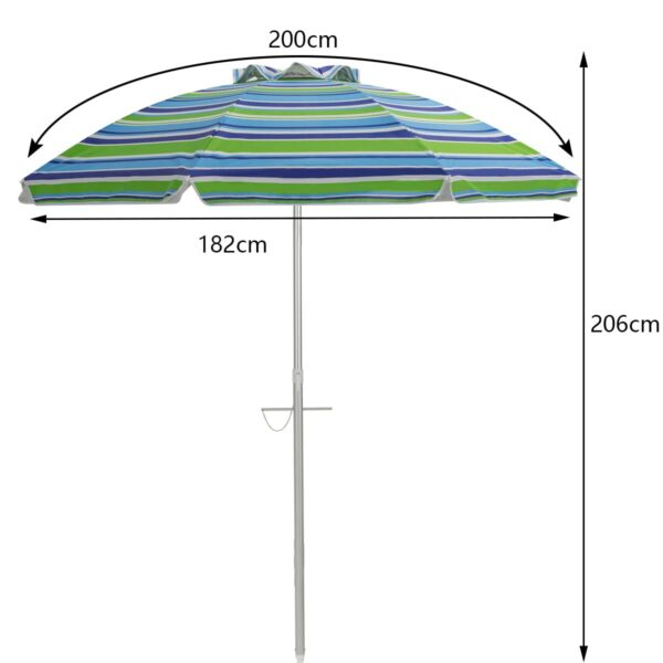 COSTWAY 2M Beach Umbrella with Carrying Bag, UPF50 + Sun Protection Sunshade Shelter, Outdoor Garden Patio Tilting Parasol (Green)