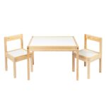 Ikea LATT Childrens Table with 2 Chairs, White, Pine, Beige, SYNCHKG024411