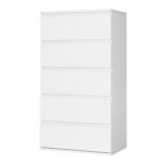 Forehill White Chest of Drawers Bedroom Storage Cabinet with 5 Drawers Tall Chest