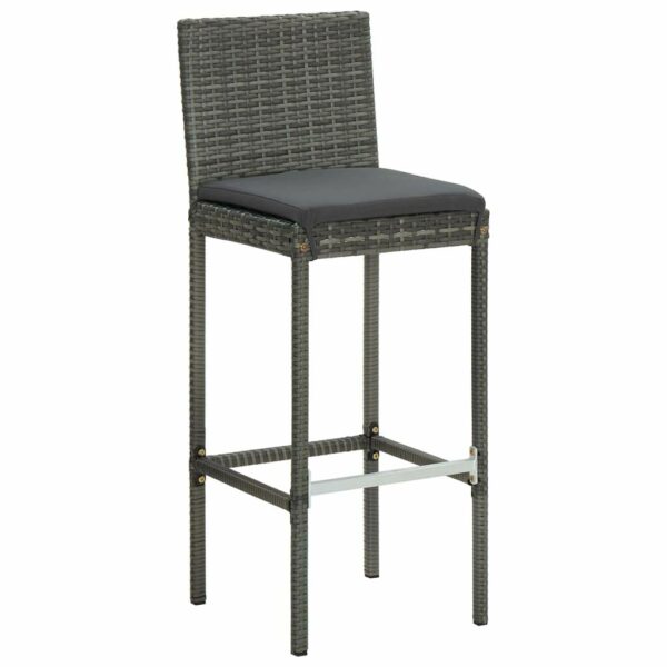vidaXL Garden Bar Set 5 Piece with Cushions Outdoor Patio Terrace Furniture Dining Table and Chair Seat Bistro Set Poly Rattan Grey