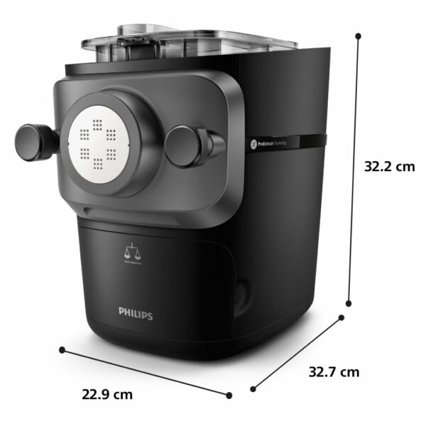 Philips 7000 Series Pasta Maker - ProExtrude Technology, Auto-Weighing, 8 Shaping Discs, Perfect Dough, Easy Clean, Up to 8 Portions, Black (HR2665/93)