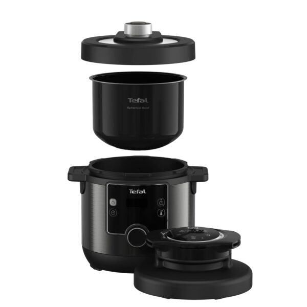 Tefal Turbo Cuisine & Fry, 7.6L Electric Pressure Cooker with Air Fryer lid, programmes inc Fry, Roast, Grill, Slow cooker, Rice cooker, 7.6L, 1200W, Plastic, Black, CY778840