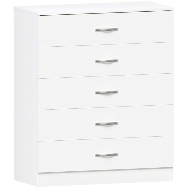 Vida Designs Riano 5 Drawer Chest of Drawers, Metal Handles and Runners, Anti-Bowing Drawer Support, Bedroom, Nursery Furniture, White