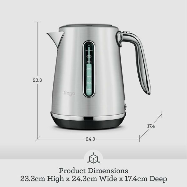 Sage - The Soft Top Luxe Quiet Electric Kettle - Fast Boil - 1.7L Cordless Kettle, Brushed Stainless Steel