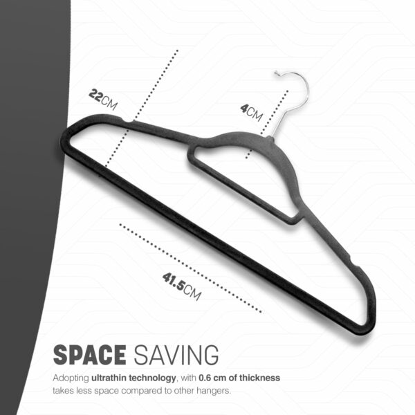 KEPLIN Velvet Hangers 20 Pack - Non-Slip Clothes Hangers with Tie Bar & 360° Hook - Durable & Sturdy, Space-Saving Wardrobe Organisers for Suits, Jackets & Clothes- Home Storage Solution (Black)