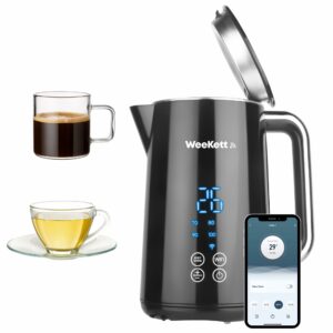 Smart Kettle by WeeKett - voice control with Amazon Alexa, Google & Siri, Temperature Control, Keep Warm, LED Touch Display, Stainless Steel Insulated, Cool Touch, BPA Free, Black, 3000W, 1.7L