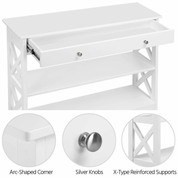 Yaheetech Console Table for Hallway, Slim Entryway Table with Drawer  Storage Shelves, Wood Sofa Table